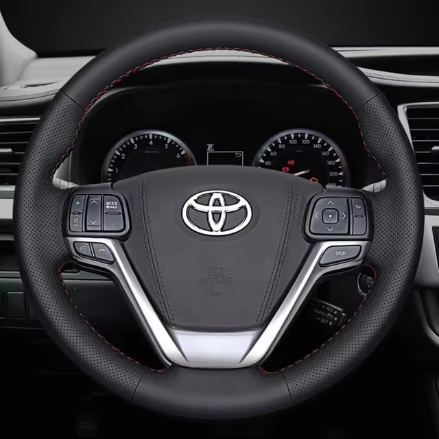 Custom Car Steering Wheel Cover 100% Fit For Toyota Highlander 2014 2015 2016 2017-2019 Auto Interior Accessories Steering Wrap