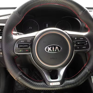 Custom Steering Wheel Cover Carbon Fiber Genuine Leather 100% Fit For Kia K2 K3 Cerato KX3 K4 K5 Sport Tage KX5 Car Accessories