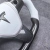 Real Carbon Fiber Steering Wheel for Tesla Model 3 Y S X with White Leather Airbag Cover