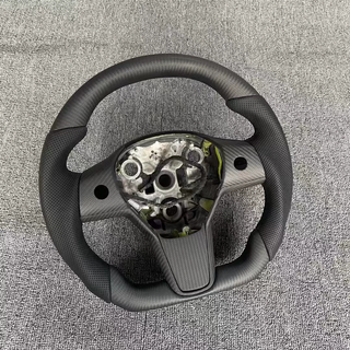 Matte Carbon Tesla Plaid Steering Wheel Tesla Aftermarket Forged Carbon Model Y Steering Wheel