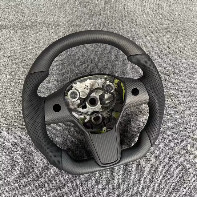 Matte Carbon Tesla Plaid Steering Wheel Tesla Aftermarket Forged Carbon Model Y Steering Wheel