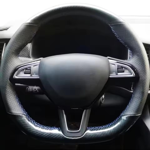 Custom Car Steering Wheel Braid Cover 100% Fit For Skoda Citigo Roomster Fabia Octavia Superb Karoq Car Products Steering Wrap