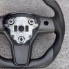  Tesla custom matte carbon fiber spliced Nappa genuine leather for Model 3 Y steering wheel ergonomic custom