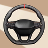 DIY Car Steering Wheel Cover Black Carbon Fiber Leather Genuine Leather For Seat Leon Ateca Tarraco 2020-2021 Seat Cupra Leon