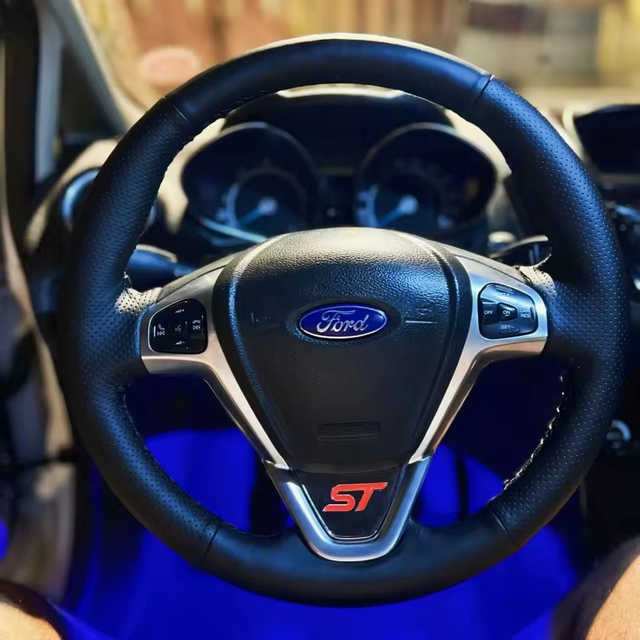 Custom Car Steering Wheel Braid Cover Soft And Comfortable 100% Fit DIY For Ford Fiesta EcoSport Car Products Steering Wrap
