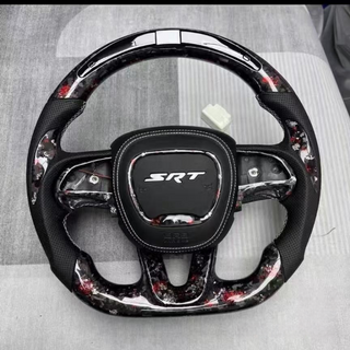 Bright forged carbon fiber steering wheel for Dodge Charger SRT with LED