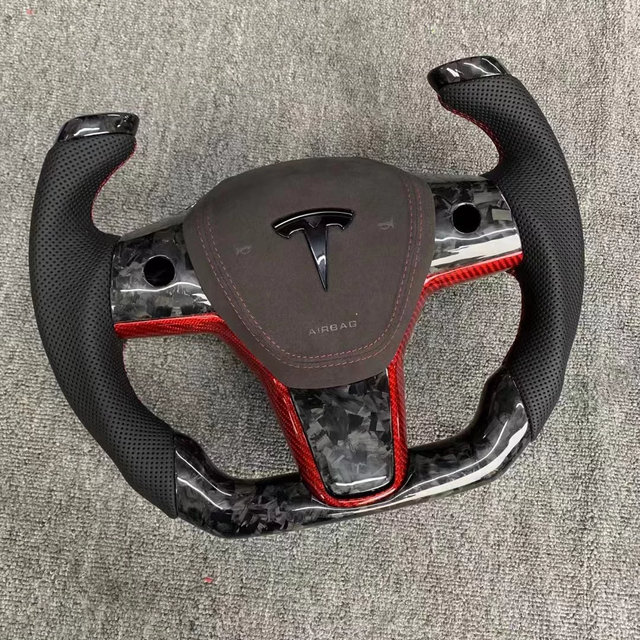 Tesla Yoke Steering Wheel Tesla Custom Real Carbon Fiber Model 3 Model Y Model S X Steering Wheel