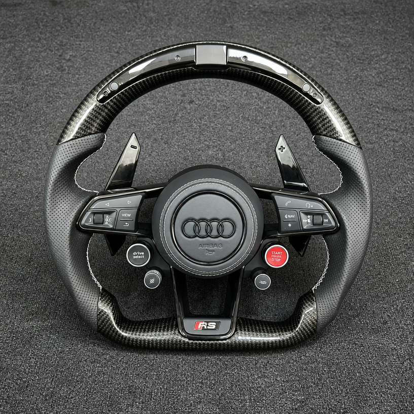 Custom Genuine Carbon Fiber & Napa leather Steering Wheel for Audi Q7 SQ7 4L 4M 2005‑2026 - YINGGENE