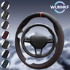 Custom Black Car Steering Wheel Braid Cover For Skoda Rapid Spaceback 2016 2017 (3-Spoke) Genuine Suede Leather Steering Wrap