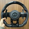Gloss Carbon Mercedes E63 AMG Racing Steering Wheel Mercedes A B C S Class Custom Carbon Fiber Steering Wheel with LED Shift Lights