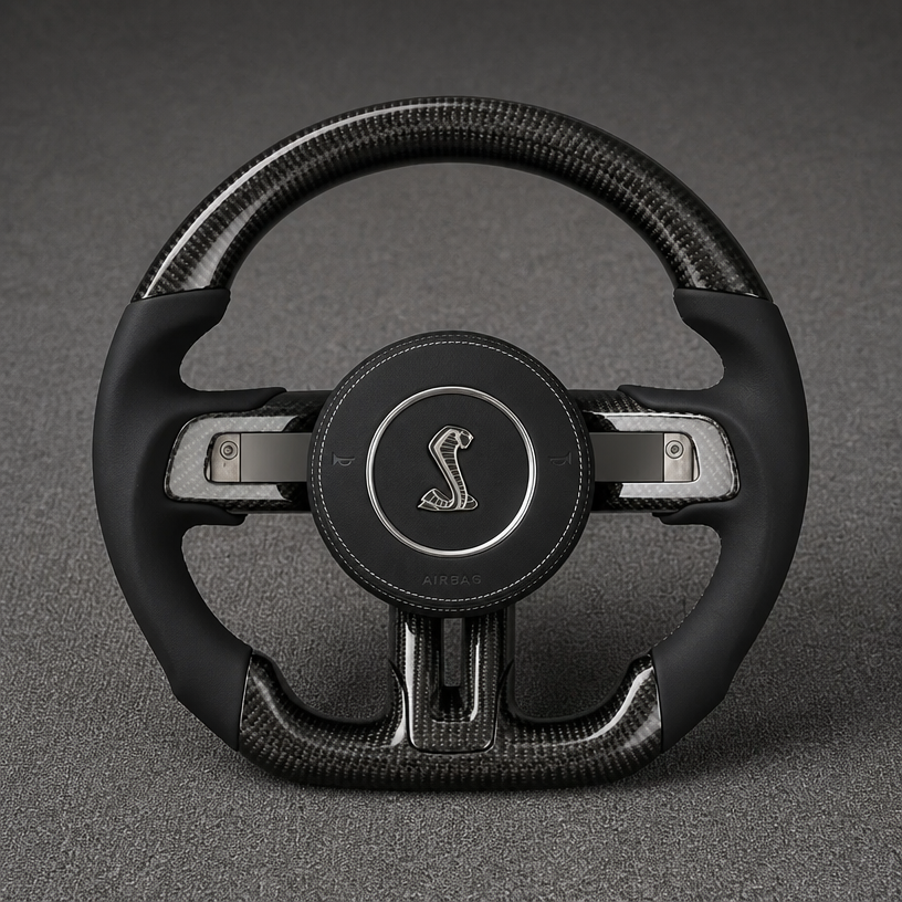 Custom Ford Mustang Series Real Carbon Fiber Steering Wheel 2015-2023 - YINGGEN