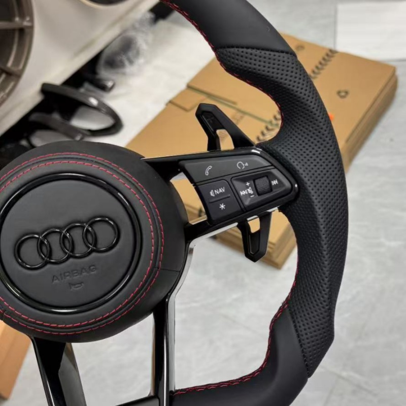 Interior display of installed steering wheel