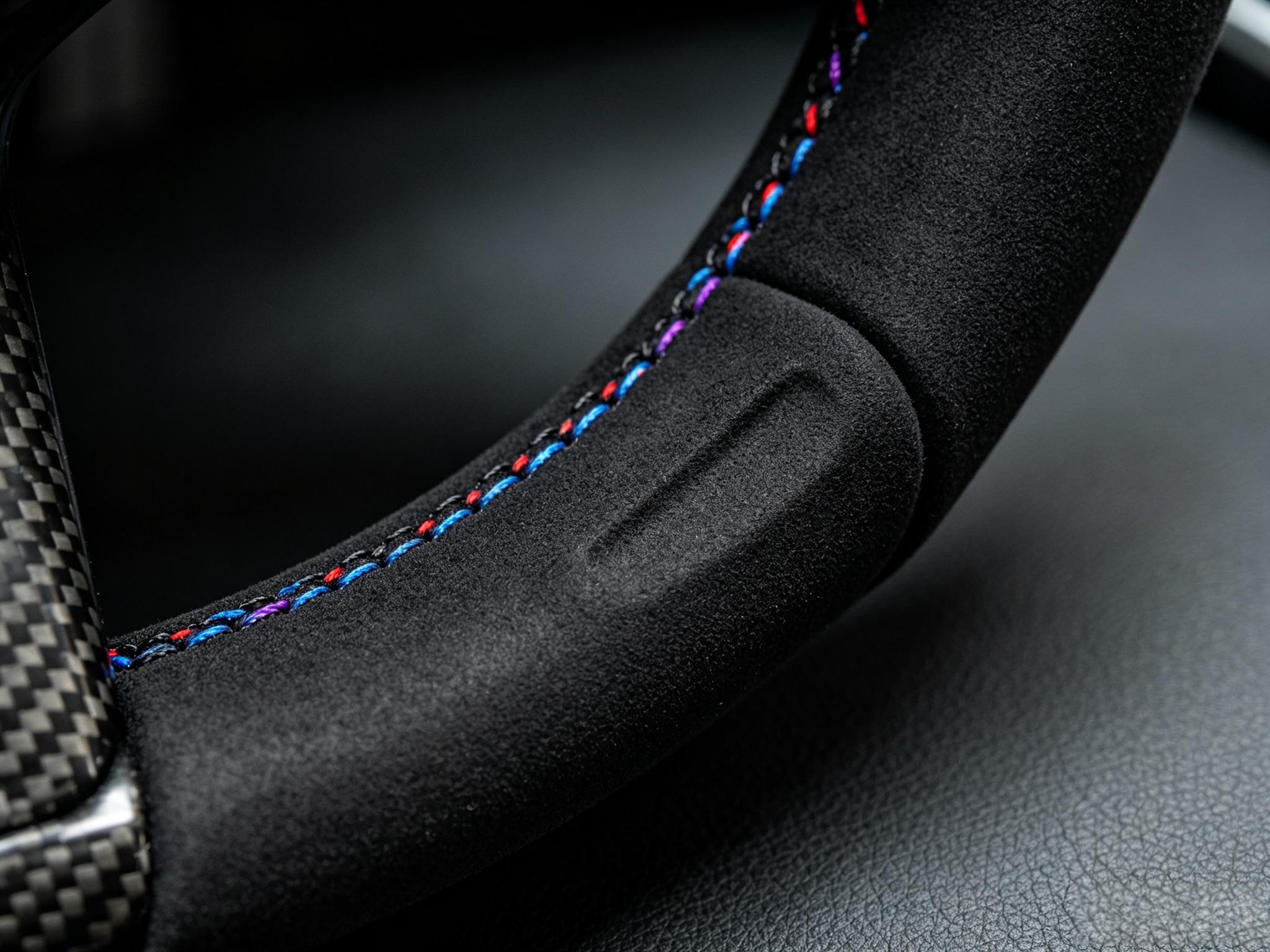 BMW G80 Alcantara steering wheel with M tri-color stitching