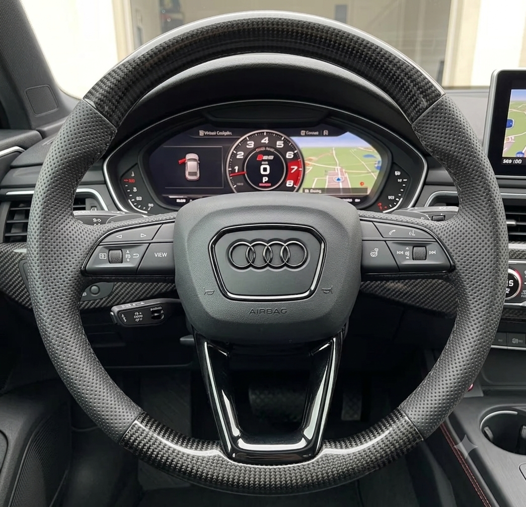Audi Matte Carbon Fiber Steering Wheel Suitable for A3/Q3/S3/A4/A4L/A5/Q5/A6/A6L/A7/Redicated Fit for Audi