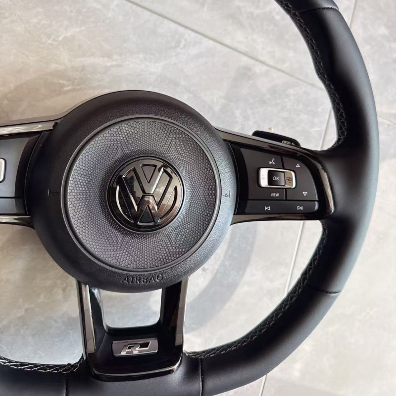 Installed sport steering wheel compatible with VW models, vehicle interior upgrade accessory