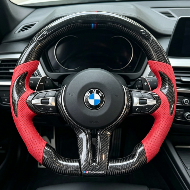 LED Real Carbon Fiber Steering Wheel for BMW E90 E91 E92 E93 F20 F10