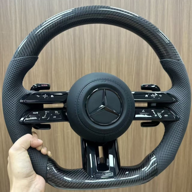 Premium leather replacement steering wheel for Mercedes-Benz, modified auto steering wheel with airbag hub