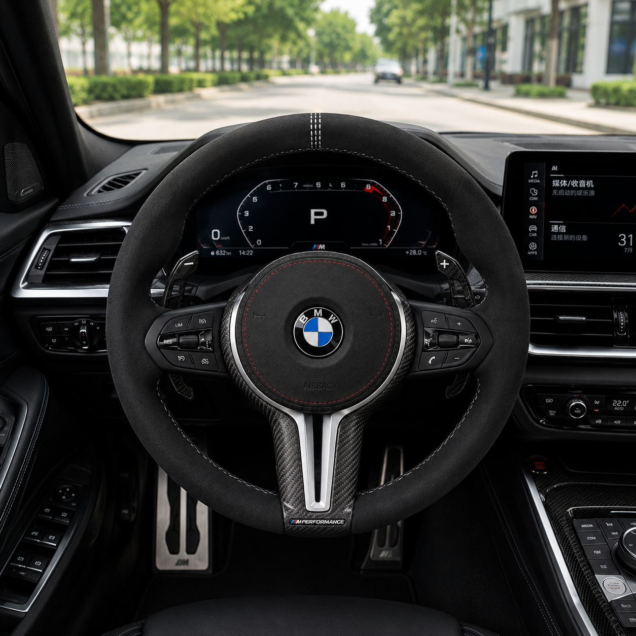 CS Alcantara Steering Wheel for BMW F20 F21 F40 F48 F49 X1 X3 X5 F30 F10 E71 Alcantara Airbag Cover