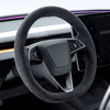 Custom Soft Suede Car Steering Wheel Braid Cover 100% Fit For Tesla New Model 3 2023 Tesla Highland Auto Interior Accessories