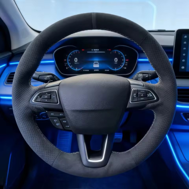 Custom DIY Car Steering Wheel Cover Focus 3 2015-2018 Escape C-MAX 2018-2019 Kuga Suede Steering Wrap Cover For Ford Ecosport
