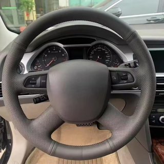 Custom Car Steering Wheel Braid Cover Soft 100% Fit For Audi A4 B7 B8 A6 C6 2004-2011 Q5 2008-2012 Q7 Car Products Steering Wrap