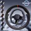 Custom Black Car Steering Wheel Braid Cover For BMW New 5 Series i5 G60 2024 2025 Suede Leather Steering Wrap Accessories