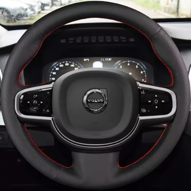 Custom Car Steering Wheel Braid Cover Soft Genuine Leather 100% Fit For Volvo S90 XC90 XC60 S60 V90CC Auto Interior Accessories