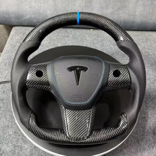 Customized Tesla Bright Carbon Fiber Steering Wheel for Model Y Model 3 Model X Model S