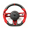 Ford Custom Real Carbon Fiber Mustang Steering Wheel Red Nappa Leather Custom 12 O'clock Ring Ford Steering Wheel
