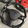 Tesla Custom Real Carbon Fiber Model 3 Y X S Steering Wheel with Leather Airbag Cover
