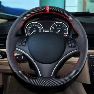 For BMW 1 Series E81 E82 E87 E88 3 Series E90 E91 E92 E93 E84 X1 SUV DIY Carbon Fiber Hand stitched Steering Wheel Covers