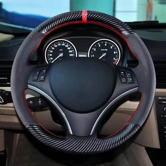 For BMW 1 Series E81 E82 E87 E88 3 Series E90 E91 E92 E93 E84 X1 SUV DIY Carbon Fiber Hand stitched Steering Wheel Covers