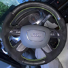 Custom Car Steering Wheel Cover Suede Carbon Fiber 100% Fit For Audi A3 A4 2013-2018 A6 2005-2018 Q3 2012-2018 Q5 Q7 2013-2018