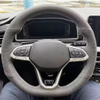 For Volkswagen VW Atlas Golf 8 Mk8 Jetta Sharan Passat B9 Tiguan Car Steering Wheel Cover Soft Suede Leather Sweat Absorbing