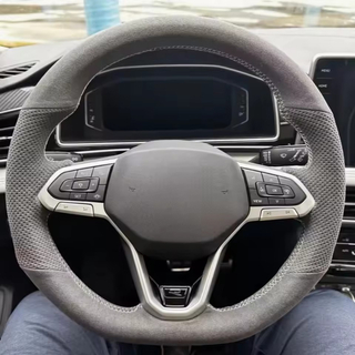 For Volkswagen VW Atlas Golf 8 Mk8 Jetta Sharan Passat B9 Tiguan Car Steering Wheel Cover Soft Suede Leather Sweat Absorbing