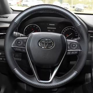 Custom Carbon Fiber Leather Car Steering Wheel Cover Fit For Toyota Avalon Camry Crown RAV4 Corolla 2018-2021 Steering Wrap