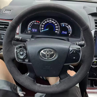 Custom Car Steering Wheel Braid Cover Suede 100% Fit For Toyota Camry 2012 2013 2014 Auto Interior Accessories Steering Wrap